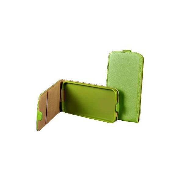 CUSTODIA FLIP VERTICALE SLIM PELLE per LG L70 D320N, L70 DUAL SIM D325 CON INTERNO IN TPU SILICONE COLORE VERDE