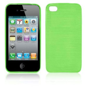 CUSTODIA TPU SILICONE per APPLE IPHONE 4, 4s COLORE VERDE EFFETTO METALLICO