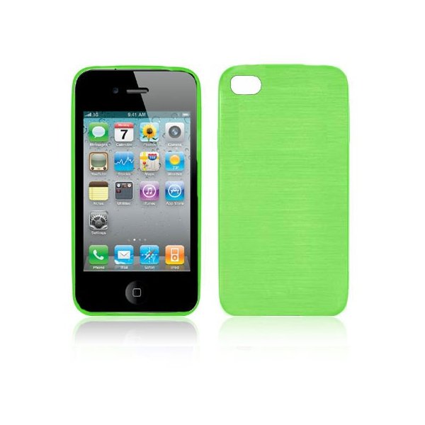 CUSTODIA TPU SILICONE per APPLE IPHONE 4, 4s COLORE VERDE EFFETTO METALLICO