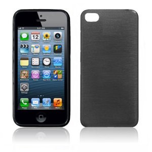 CUSTODIA TPU SILICONE per APPLE IPHONE 5, 5s COLORE NERO EFFETTO METALLICO