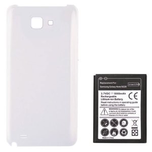 BATTERIA 5000 mAh + COVER COLORE BIANCO per SAMSUNG I9220, GALAXY NOTE N7000