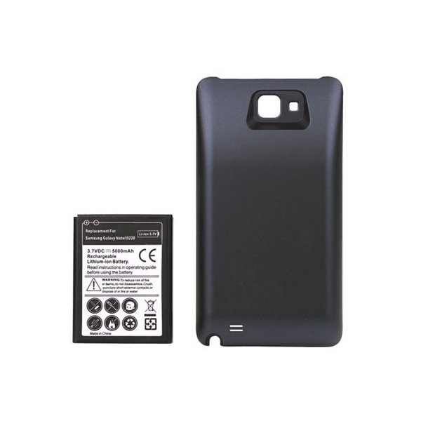 BATTERIA 5000 mAh + COVER COLORE NERO per SAMSUNG I9220, GALAXY NOTE N7000