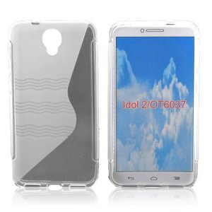 CUSTODIA GEL TPU SILICONE DOUBLE per ALCATEL ONE TOUCH 6037 IDOL 2 COLORE BIANCO TRASPARENTE