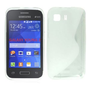 CUSTODIA GEL TPU SILICONE DOUBLE per SAMSUNG G130 GALAXY YOUNG 2 COLORE BIANCO TRASPARENTE