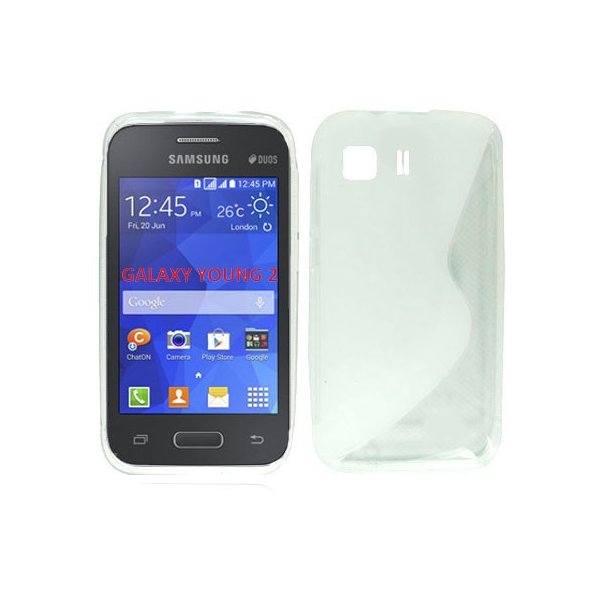 CUSTODIA GEL TPU SILICONE DOUBLE per SAMSUNG G130 GALAXY YOUNG 2 COLORE BIANCO TRASPARENTE