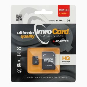 MEMORY CARD MICRO SD 32GB + ADATTATORE SD UHS-1 CLASSE 10 IMRO