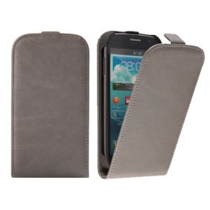 CUSTODIA FLIP VERTICALE SLIM PELLE per SAMSUNG I9080 GALAXY GRAND, I9060 GALAXY GRAND NEO COLORE GRIGIO