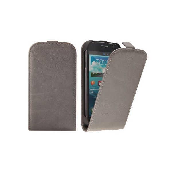 CUSTODIA FLIP VERTICALE SLIM PELLE per SAMSUNG I9080 GALAXY GRAND, I9060 GALAXY GRAND NEO COLORE GRIGIO