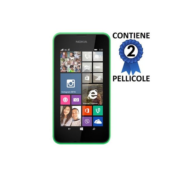 PELLICOLA PROTEGGI DISPLAY per NOKIA LUMIA 530 CONFEZIONE 2 PEZZI