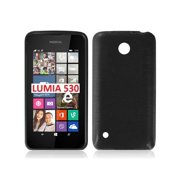 CUSTODIA TPU SILICONE per NOKIA LUMIA 530 COLORE NERO EFFETTO METALLICO