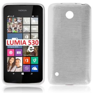 CUSTODIA TPU SILICONE per NOKIA LUMIA 530 COLORE BIANCO EFFETTO METALLICO