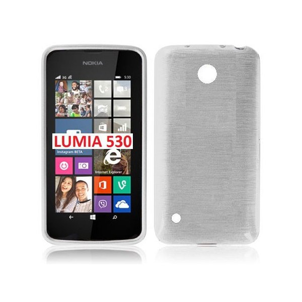 CUSTODIA TPU SILICONE per NOKIA LUMIA 530 COLORE BIANCO EFFETTO METALLICO