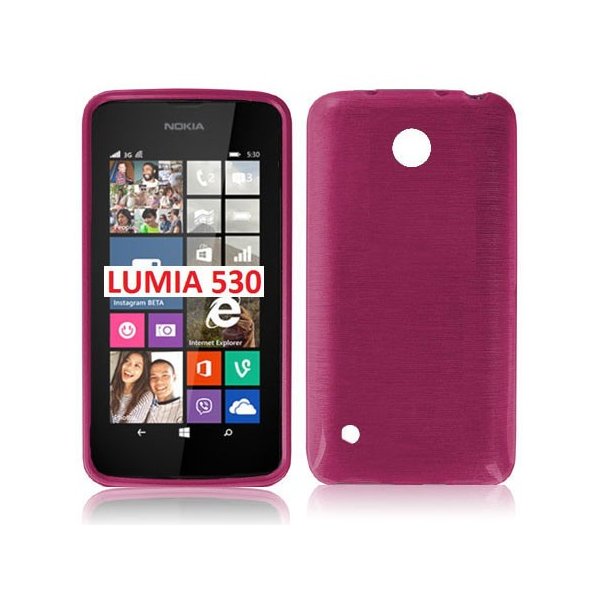 CUSTODIA TPU SILICONE per NOKIA LUMIA 530 COLORE ROSA EFFETTO METALLICO