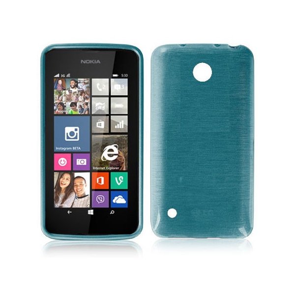 CUSTODIA TPU SILICONE per NOKIA LUMIA 530 COLORE BLU EFFETTO METALLICO