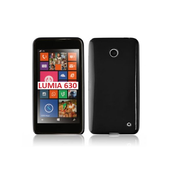 CUSTODIA GEL TPU SILICONE LUCIDA per NOKIA LUMIA 630 COLORE NERO