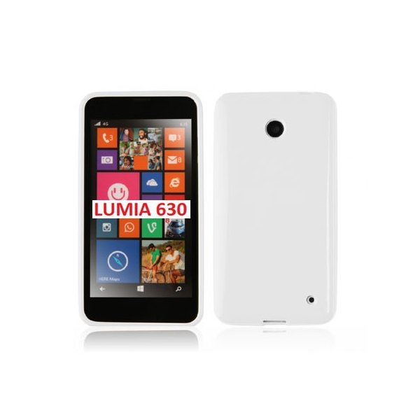 CUSTODIA GEL TPU SILICONE LUCIDA per NOKIA LUMIA 630 COLORE BIANCO