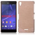 CUSTODIA TPU SILICONE per SONY XPERIA T3 D5102, D5103, D5106 COLORE ORO EFFETTO METALLICO