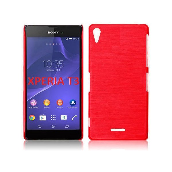 CUSTODIA TPU SILICONE per SONY XPERIA T3 D5102, D5103, D5106 COLORE ROSSO EFFETTO METALLICO