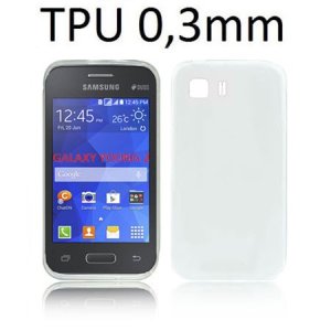 CUSTODIA GEL TPU SILICONE ULTRA SLIM 0,3mm per SAMSUNG G130 GALAXY YOUNG 2 COLORE BIANCO TRASPARENTE