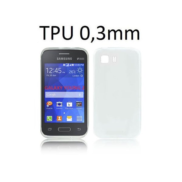 CUSTODIA GEL TPU SILICONE ULTRA SLIM 0,3mm per SAMSUNG G130 GALAXY YOUNG 2 COLORE BIANCO TRASPARENTE