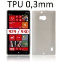 CUSTODIA GEL TPU SILICONE ULTRA SLIM 0,3mm per NOKIA LUMIA ICON 929, LUMIA 930 COLORE NERO TRASPARENTE