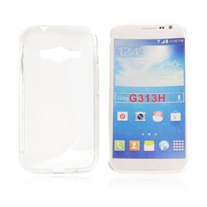 CUSTODIA GEL TPU SILICONE DOUBLE per SAMSUNG G313H GALAXY TREND 2, G318 TREND 2 LITE COLORE BIANCO TRASPARENTE