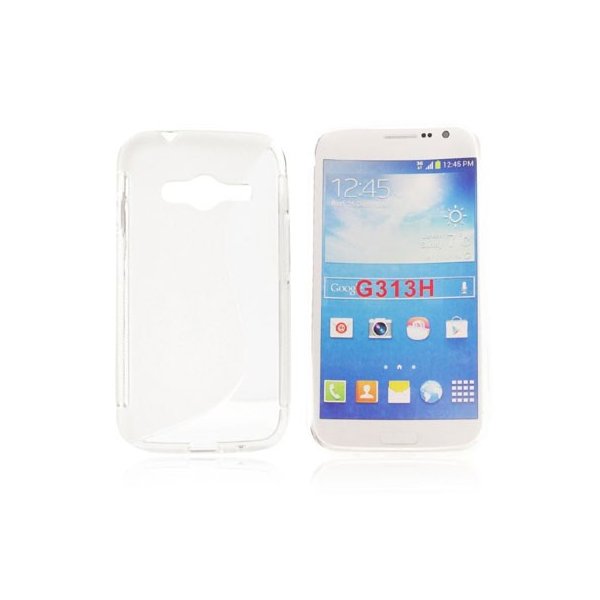 CUSTODIA GEL TPU SILICONE DOUBLE per SAMSUNG G313H GALAXY TREND 2, G318 TREND 2 LITE COLORE BIANCO TRASPARENTE