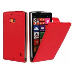 CUSTODIA FLIP VERTICALE SLIM PELLE per NOKIA LUMIA ICON 929, LUMIA 930 COLORE ROSSO