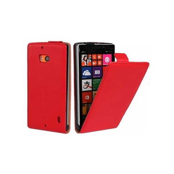 CUSTODIA FLIP VERTICALE SLIM PELLE per NOKIA LUMIA ICON 929, LUMIA 930 COLORE ROSSO