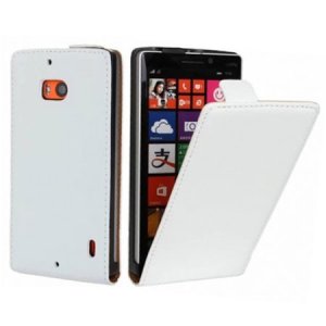 CUSTODIA FLIP VERTICALE SLIM PELLE per NOKIA LUMIA ICON 929, LUMIA 930 COLORE BIANCO