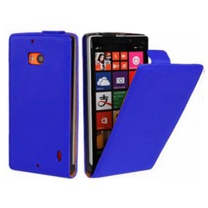 CUSTODIA FLIP VERTICALE SLIM PELLE per NOKIA LUMIA ICON 929, LUMIA 930 COLORE BLU