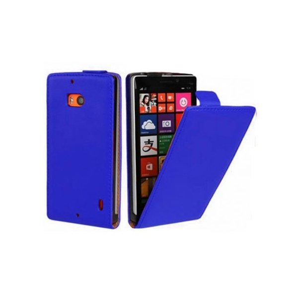 CUSTODIA FLIP VERTICALE SLIM PELLE per NOKIA LUMIA ICON 929, LUMIA 930 COLORE BLU