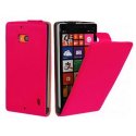 CUSTODIA FLIP VERTICALE SLIM PELLE per NOKIA LUMIA ICON 929, LUMIA 930 COLORE FUCSIA