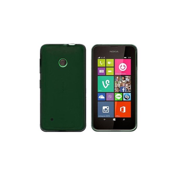 CUSTODIA GEL TPU SILICONE per NOKIA LUMIA 530 COLORE NERO TRASPARENTE