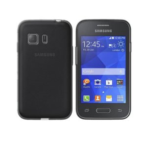 CUSTODIA GEL TPU SILICONE per SAMSUNG G130 GALAXY YOUNG 2 COLORE NERO TRASPARENTE