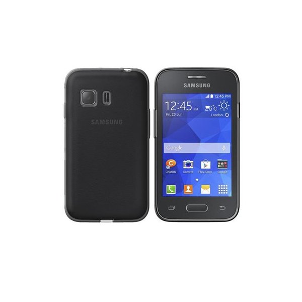 CUSTODIA GEL TPU SILICONE per SAMSUNG G130 GALAXY YOUNG 2 COLORE NERO TRASPARENTE