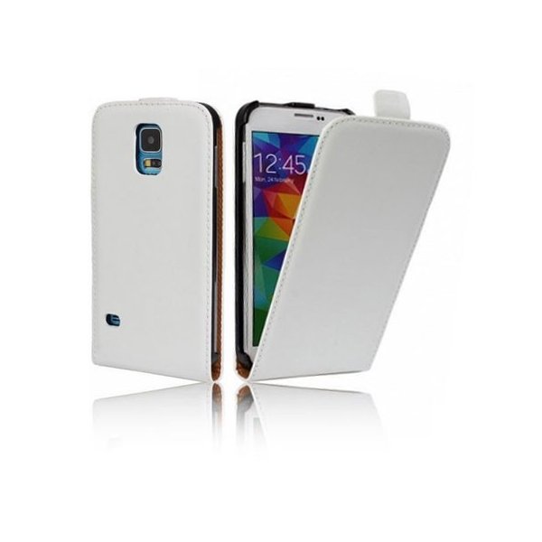 CUSTODIA FLIP VERTICALE SLIM PELLE per SAMSUNG G800 GALAXY S5 MINI COLORE BIANCO