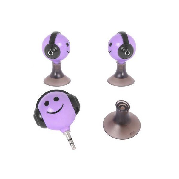 ADATTATORE AUDIO DA JACK 3,5mm MASCHIO A 2 ENTRATE 3,5mm FEMMINA CON SUPPORTO STAND A VENTOSA COLORE VIOLA E NERO