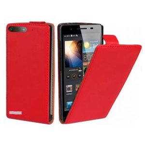 CUSTODIA FLIP VERTICALE SLIM PELLE per HUAWEI ASCEND G6 COLORE ROSSO (NO G6 4G)