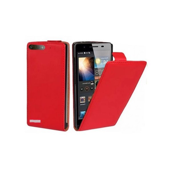 CUSTODIA FLIP VERTICALE SLIM PELLE per HUAWEI ASCEND G6 COLORE ROSSO (NO G6 4G)