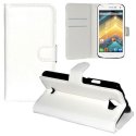 CUSTODIA FLIP ORIZZONTALE PELLE per WIKO BARRY CON TASCHE PORTA CARTE E STAND COLORE BIANCO