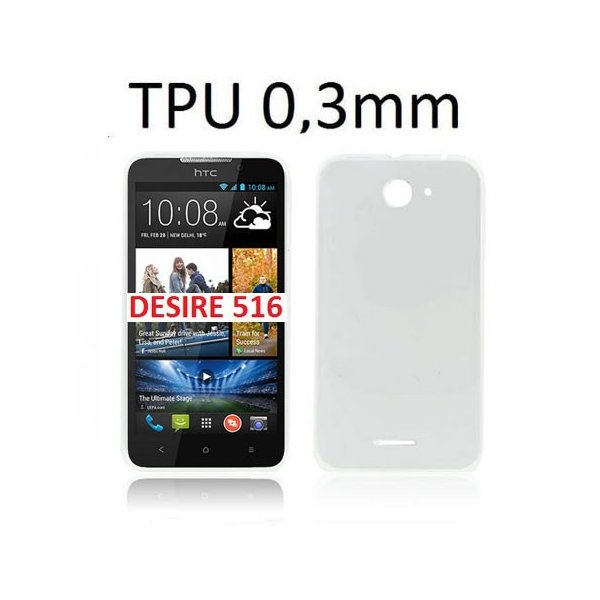 CUSTODIA GEL TPU SILICONE ULTRA SLIM 0,3mm per HTC DESIRE 516, DESIRE 316 COLORE BIANCO TRASPARENTE