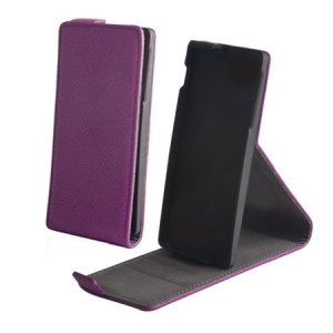 CUSTODIA FLIP VERTICALE SLIM SIMILPELLE per SAMSUNG G900F GALAXY S5, GALAXY S5 NEO G903F, S5 PLUS CON STAND COLORE VIOLA