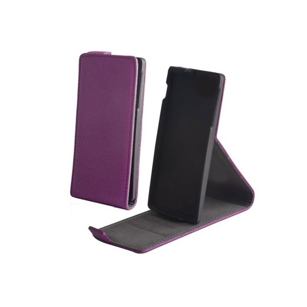 CUSTODIA FLIP VERTICALE SLIM SIMILPELLE per SAMSUNG G900F GALAXY S5, GALAXY S5 NEO G903F, S5 PLUS CON STAND COLORE VIOLA