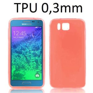 CUSTODIA GEL TPU SILICONE ULTRA SLIM 0,3mm per SAMSUNG G850 GALAXY ALPHA COLORE ROSSO TRASPARENTE