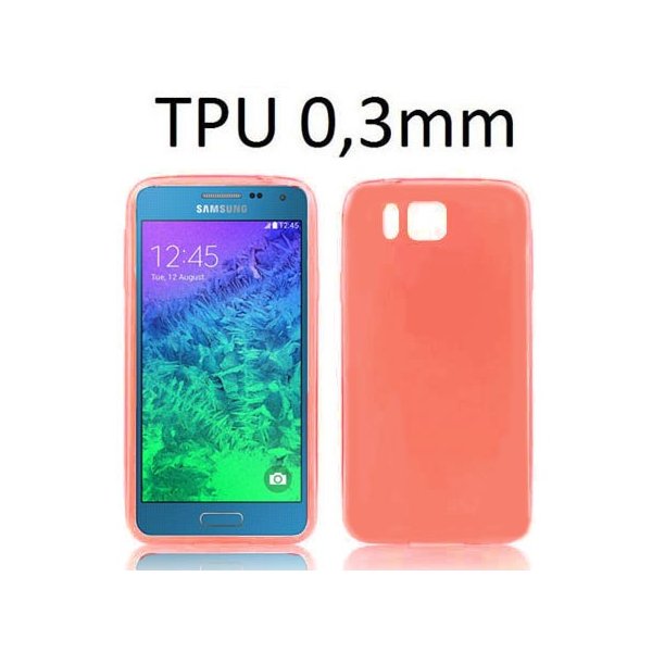 CUSTODIA GEL TPU SILICONE ULTRA SLIM 0,3mm per SAMSUNG G850 GALAXY ALPHA COLORE ROSSO TRASPARENTE