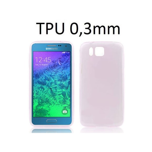 CUSTODIA GEL TPU SILICONE ULTRA SLIM 0,3mm per SAMSUNG G850 GALAXY ALPHA COLORE ROSA TRASPARENTE