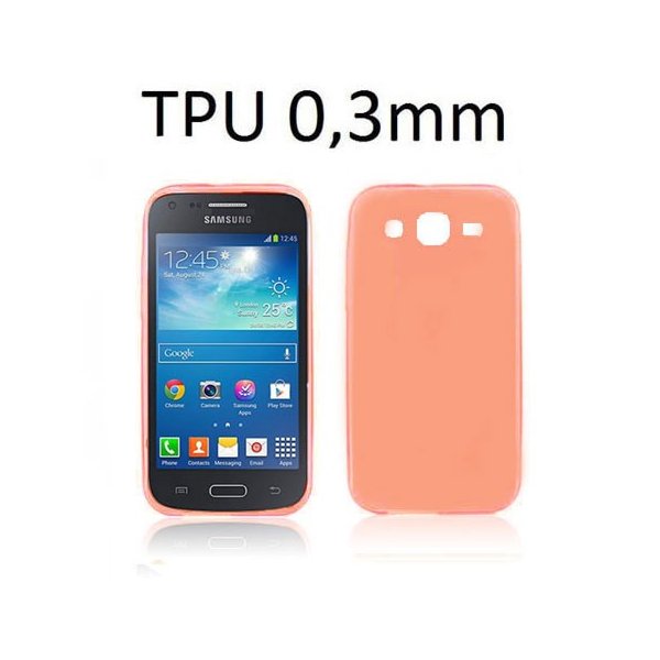 CUSTODIA GEL TPU SILICONE ULTRA SLIM 0,3mm per SAMSUNG G3500 GALAXY CORE PLUS, G3502 GALAXY TREND 3 ROSSO TRASPARENTE