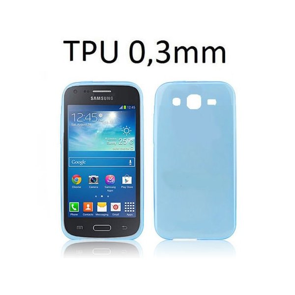 CUSTODIA GEL TPU SILICONE ULTRA SLIM 0,3mm per SAMSUNG G3500 GALAXY CORE PLUS, G3502 GALAXY TREND 3 AZZURRO TRASPARENTE