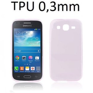 CUSTODIA GEL TPU SILICONE ULTRA SLIM 0,3mm per SAMSUNG G3500 GALAXY CORE PLUS, G3502 GALAXY TREND 3 ROSA TRASPARENTE